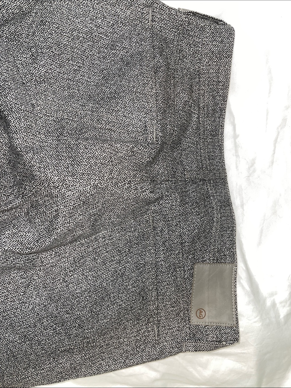 Gray Patterned Skirt with Subtle Logo Patch